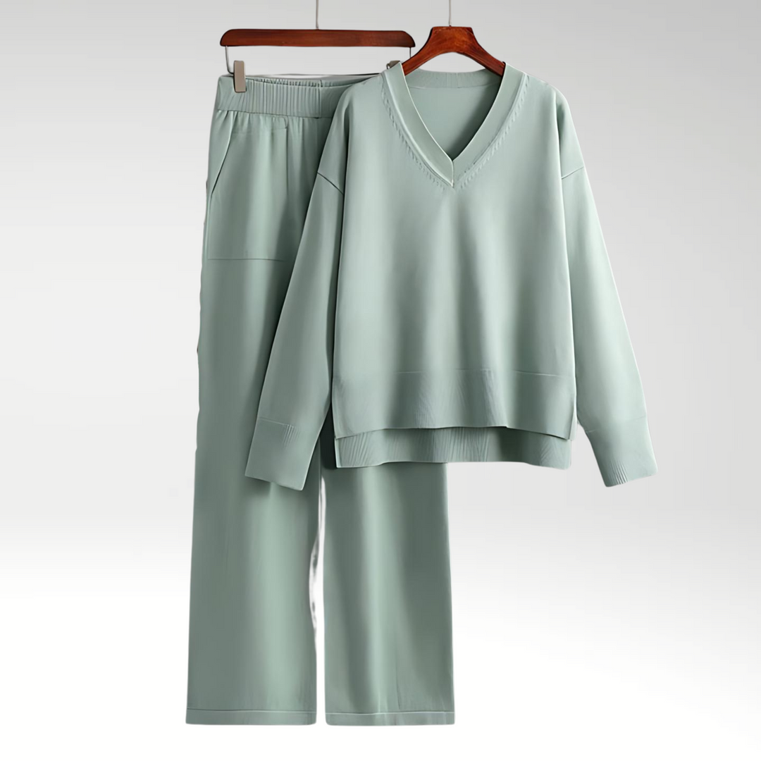 Modeva | Luxe V-Neck Two Piece Set