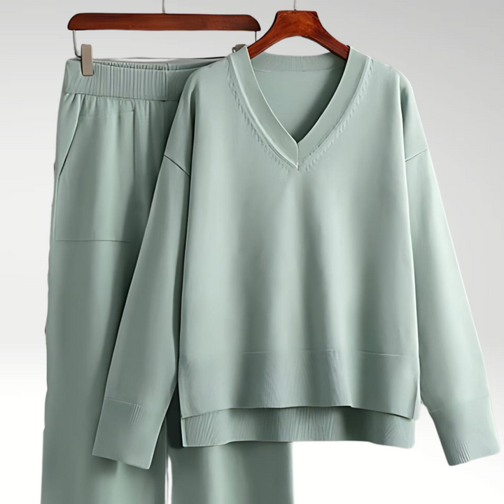 Modeva | Luxe V-Neck Two Piece Set