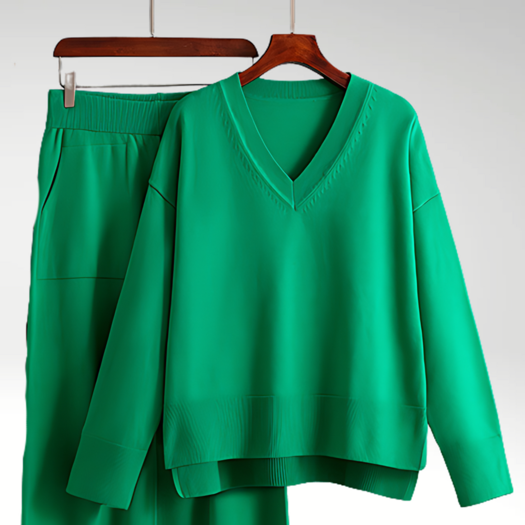 Modeva | Luxe V-Neck Two Piece Set