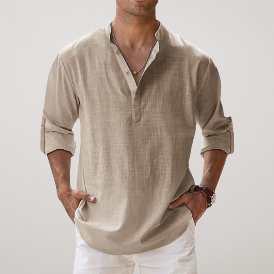 Modeva | Chemise Henley en coton effet lin