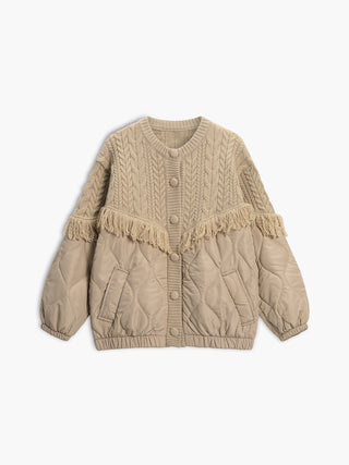 Modeva | Veste matelassée en tricot torsadé patchwork