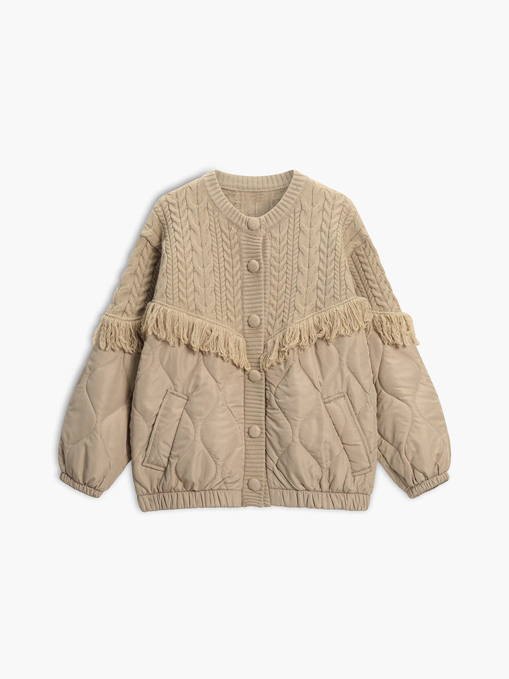 Modeva | Veste matelassée en tricot torsadé patchwork