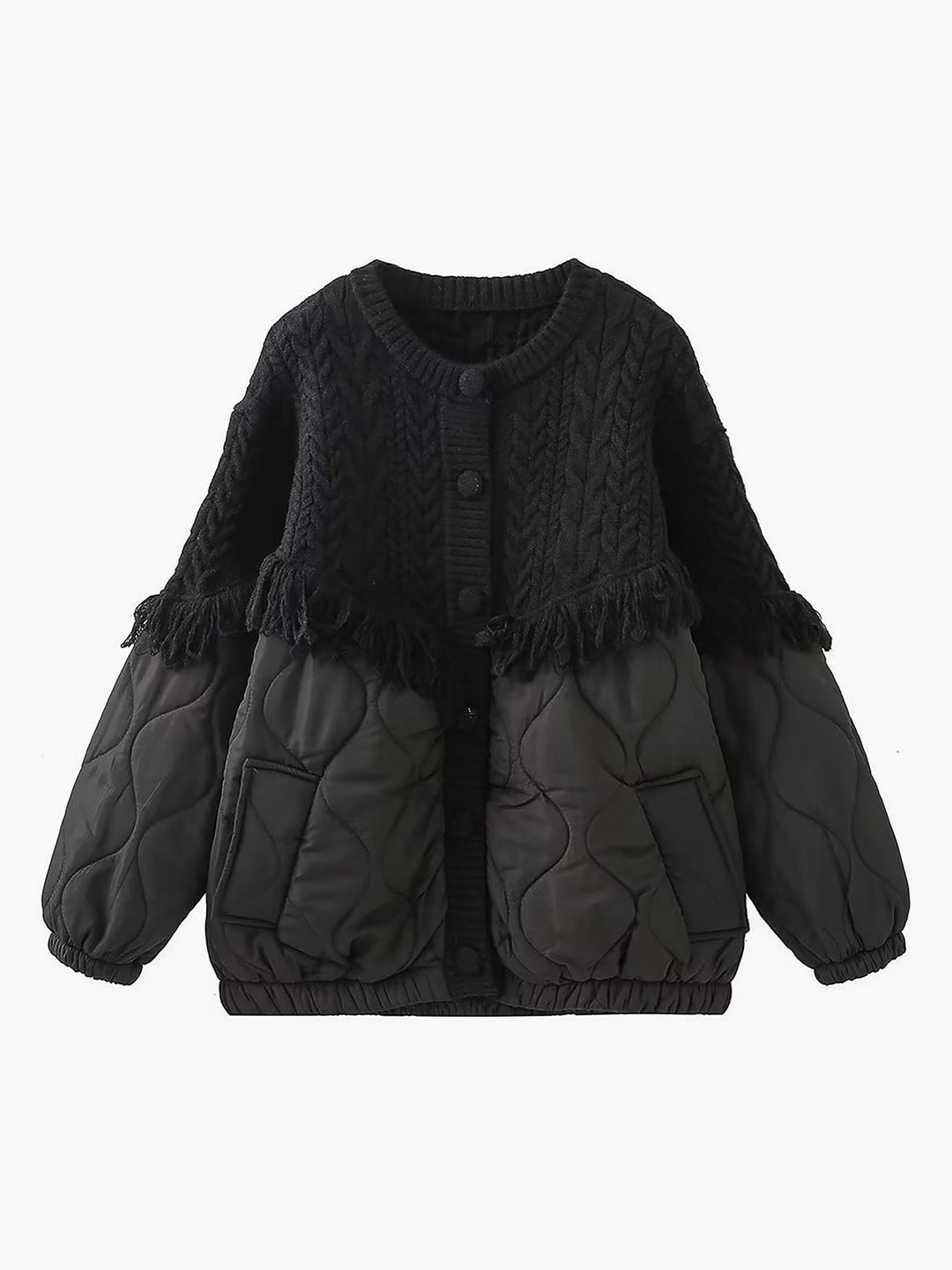 Modeva | Veste matelassée en tricot torsadé patchwork