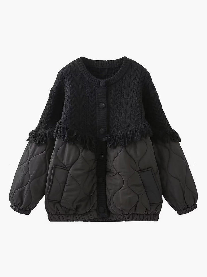 Modeva | Veste matelassée en tricot torsadé patchwork