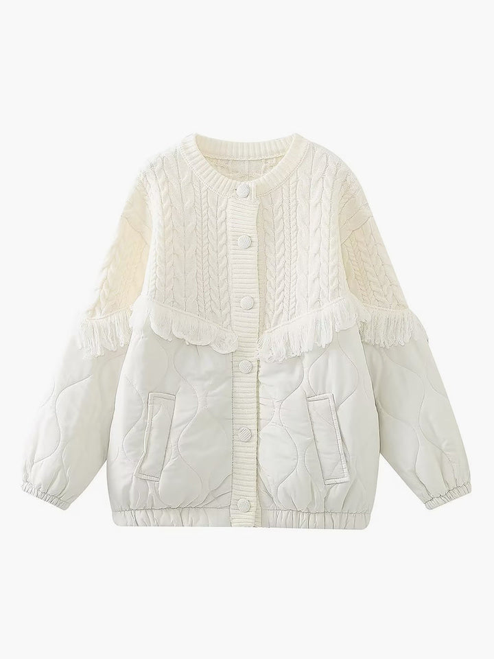 Modeva | Veste matelassée en tricot torsadé patchwork