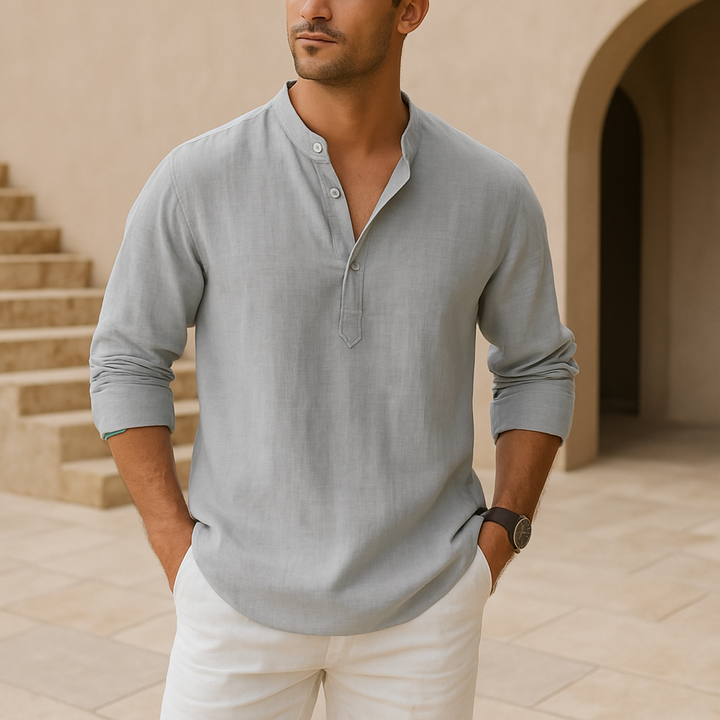 Modeva | Chemise Henley en coton effet lin