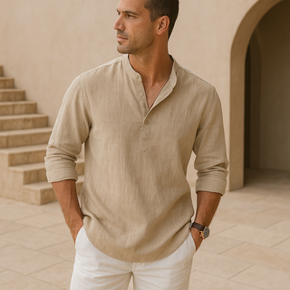Modeva | Chemise Henley en coton effet lin