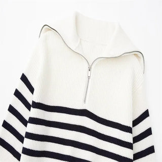 Modeva | Pull zippé rayé
