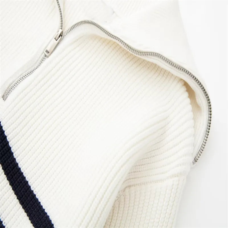 Modeva | Pull zippé rayé