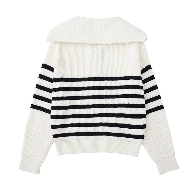 Modeva | Pull zippé rayé