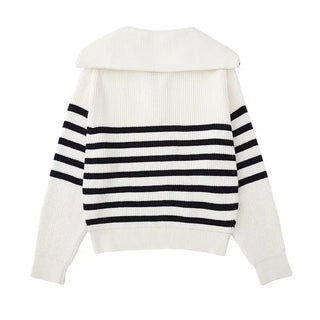 Modeva | Pull zippé rayé