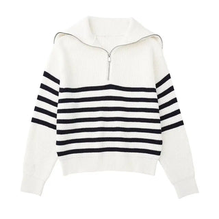 Modeva | Pull zippé rayé
