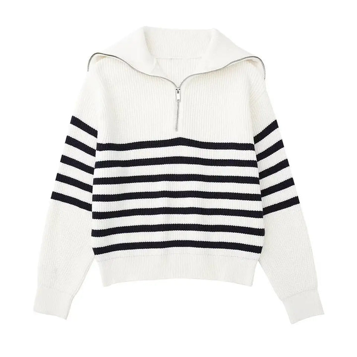 Modeva | Pull zippé rayé