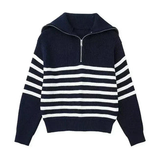 Modeva | Pull zippé rayé