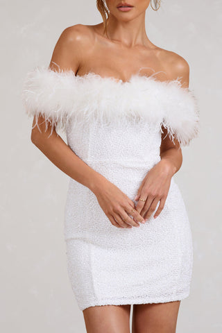 Modeva | Robe à pailettes avec plumes