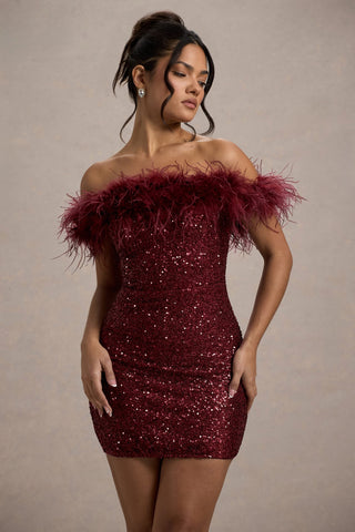 Modeva | Robe à pailettes avec plumes