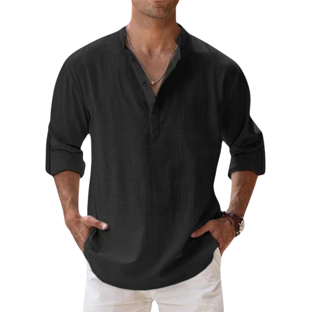 Modeva | Chemise Henley en coton effet lin