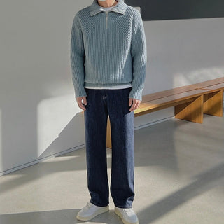 Modeva | Pull Azure à quart de zip