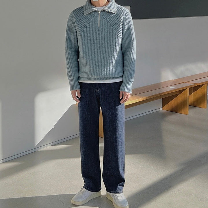 Modeva | Pull Azure à quart de zip