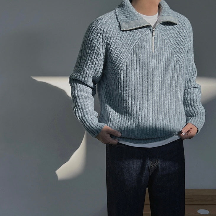 Modeva | Pull Azure à quart de zip