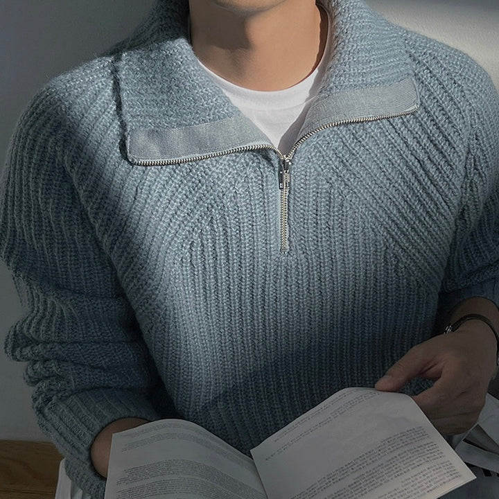 Modeva | Pull Azure à quart de zip