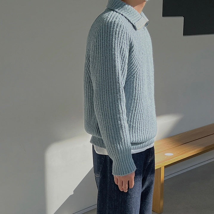 Modeva | Pull Azure à quart de zip