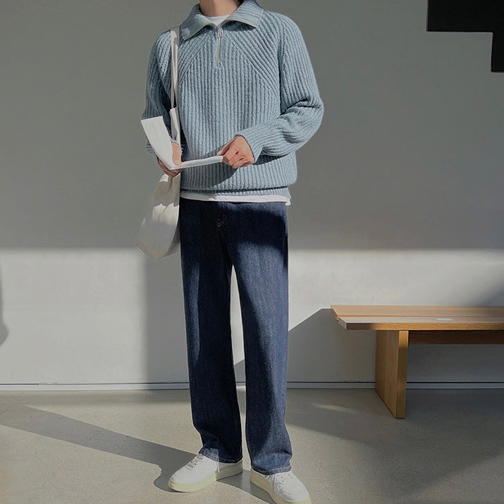 Modeva | Pull Azure à quart de zip