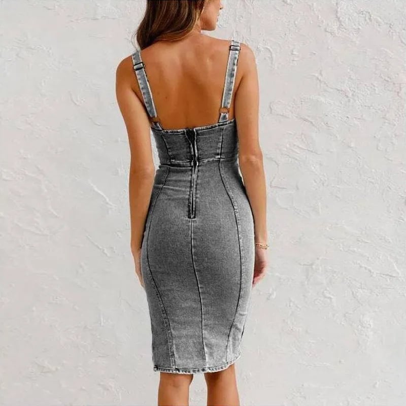Modeva | Robe Camisole Moulante en Denim