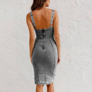 Modeva | Robe Camisole Moulante en Denim